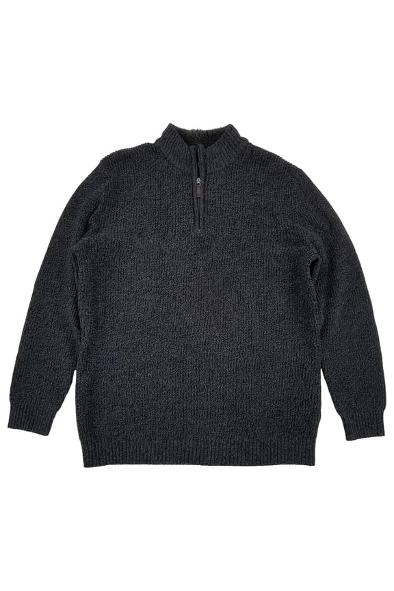 Mens Smoked Pearl Gray Long Sleeve Sherpa Collar Quarter-Zip Sweater XL