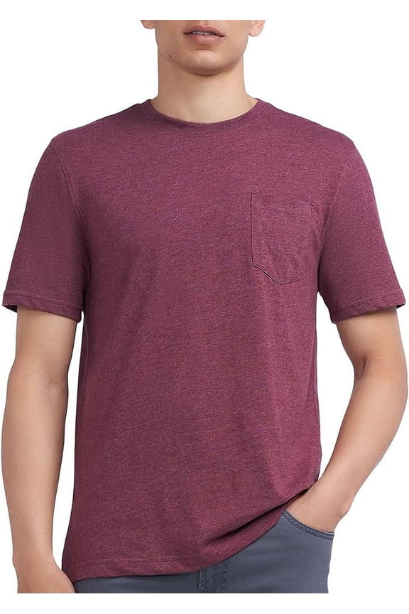 Mens Solid One Pocket Short Sleeve T-Shirt XX-Large Burgundy
