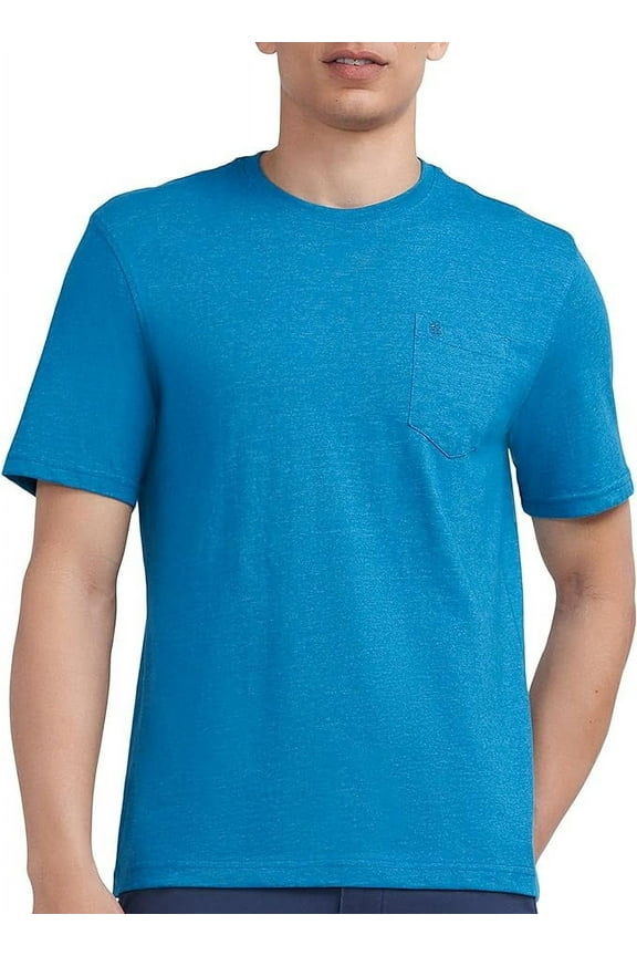 Mens Solid Pocket Crew Neck Short Sleeve T-Shirt X-Large Blue