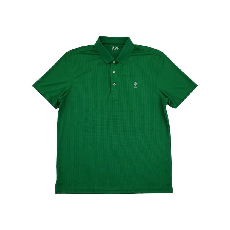 IZOD Mens Verdant Green Grid Swingflex Performance Golf Polo Shirt