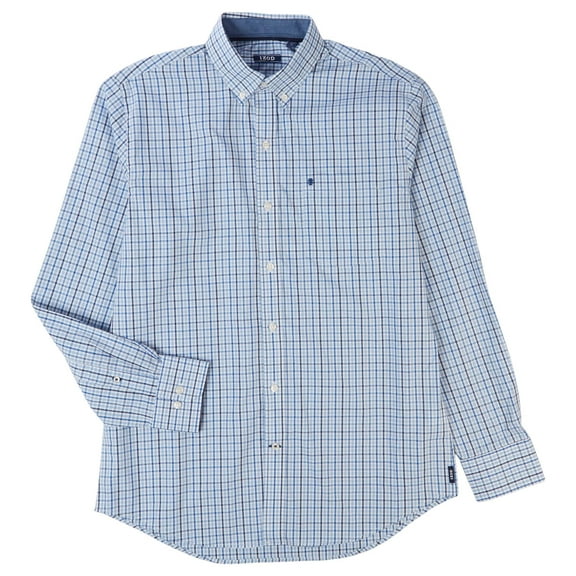 IZOD Mens Woven Stripe Button-Up Long Sleeve Shirt Small Blue/White