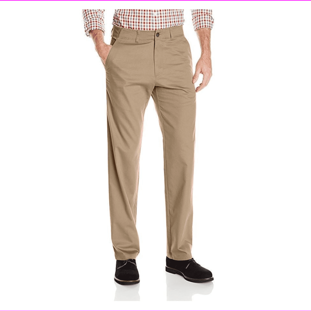 Men's Straight Fit Flat Front Chino Pants 30x29/Khaki Men's Straight Fit Flat Front Chino Pants 30x29/Khaki