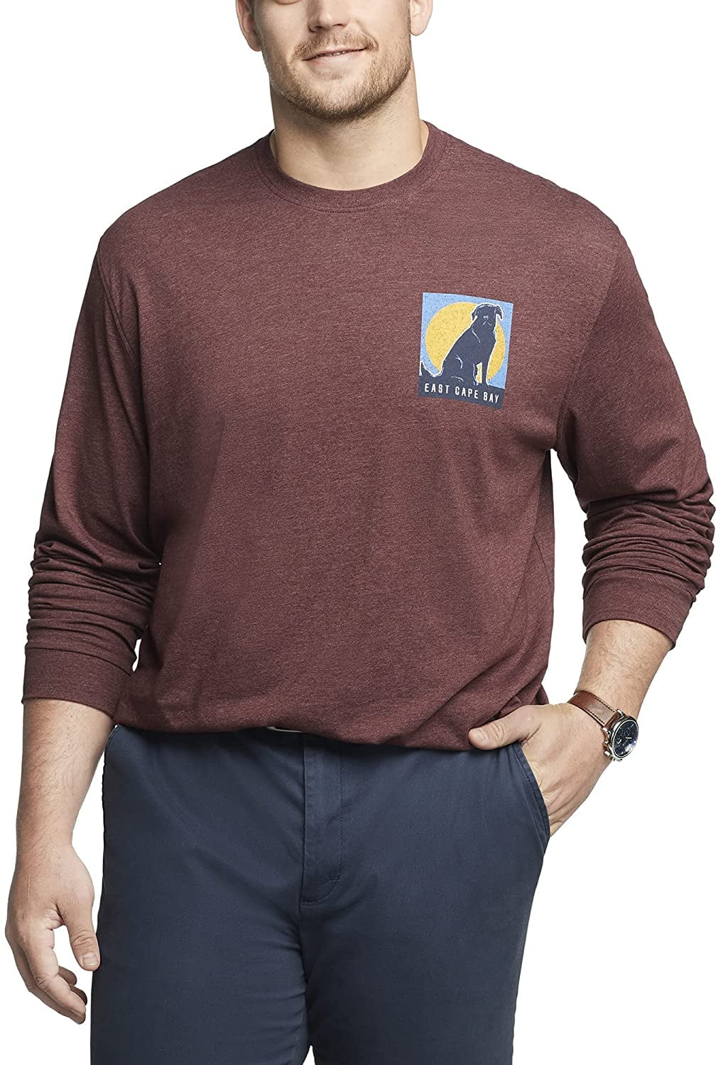 【完売品】Wide Dad LONGT-SHIRTS BORDER サイズ2 IZOD Saltwater Mens Big & Tall Burgundy Sunset Dog Long Sleeve
