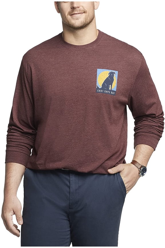 Saltwater Mens Big & Tall Burgundy Sunset Dog Long Sleeve Shirt 2XL