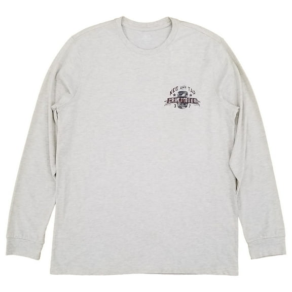 IZOD Saltwater Mens Big & Tall Oatmeal Heather Craft Beer Long Sleeve Shirt 4XLT