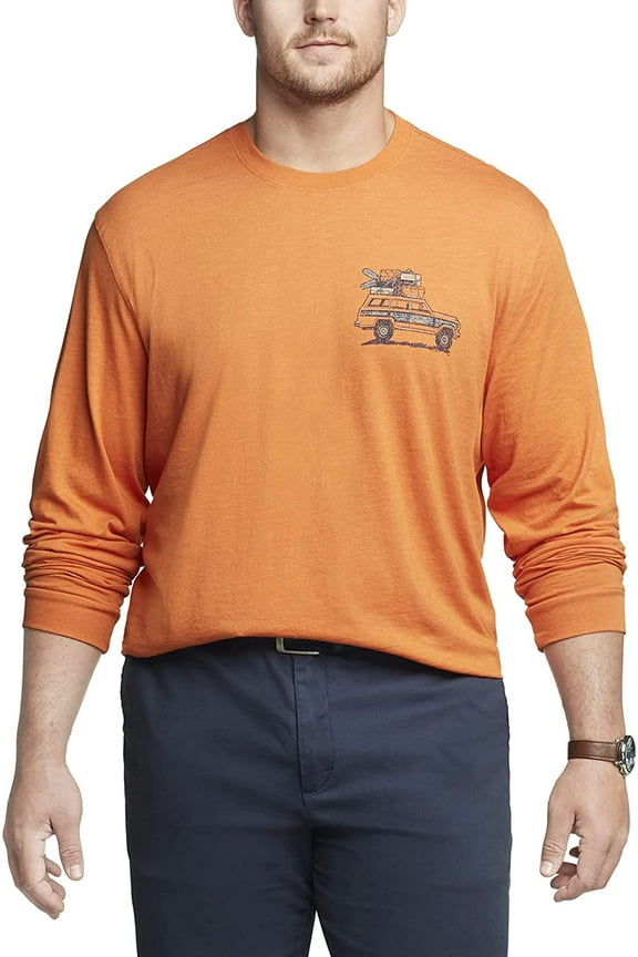 Saltwater Mens Big & Tall Orange Weekend Bound Long Sleeve Shirt 2XLT