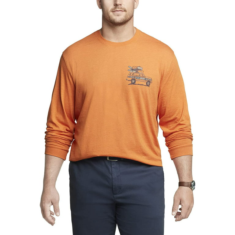 IZOD Saltwater Mens Big & Tall Orange Weekend Bound Long Sleeve Shirt 4XL 