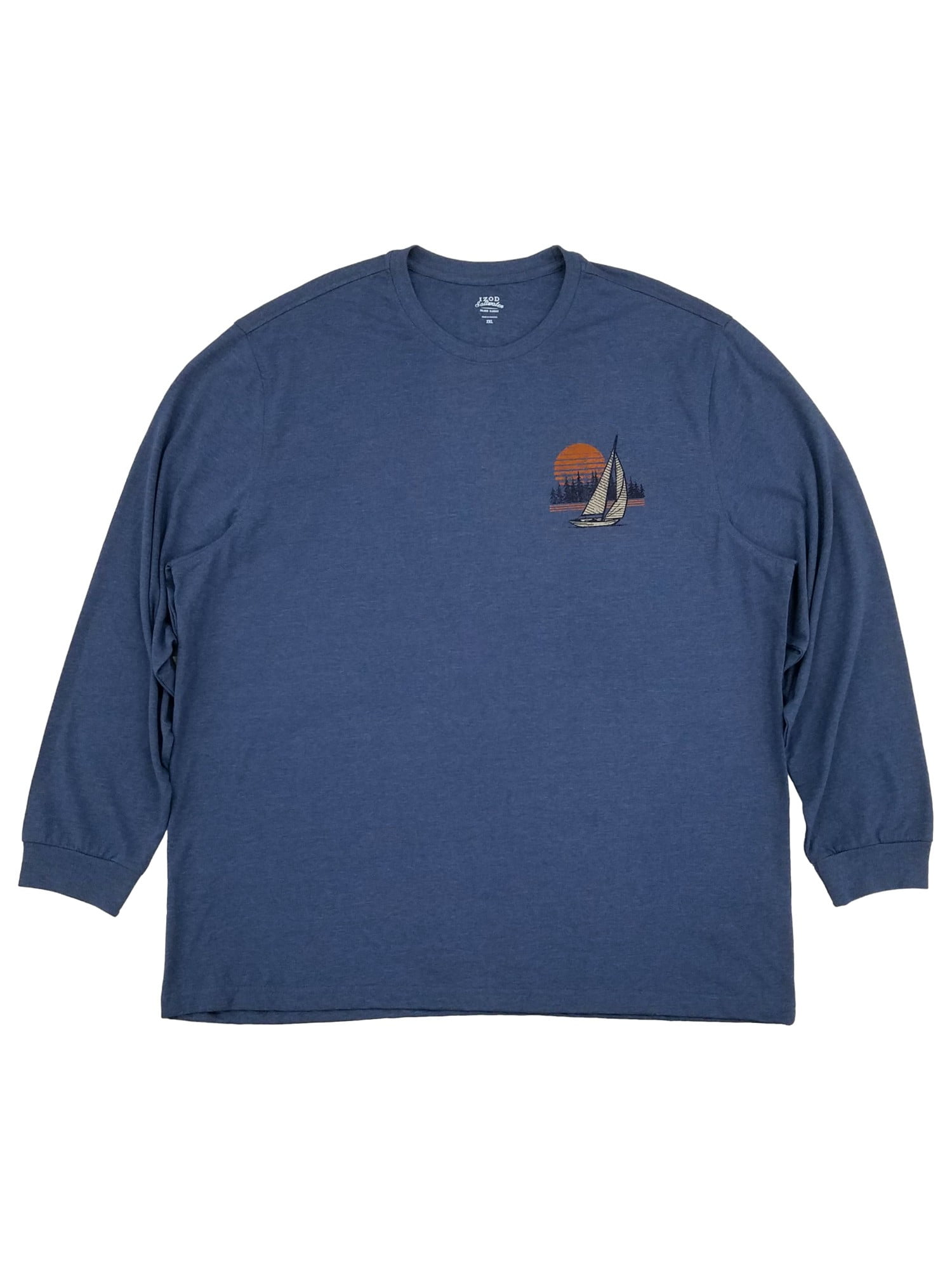 IZOD Saltwater Mens Big & Tall Vintage Indigo Long Sleeve T-Shirt LT
