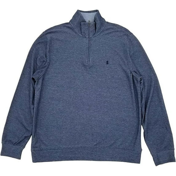 IZOD Saltwater Mens Club Blue Quarter-Zip Pullover Sweatshirt L