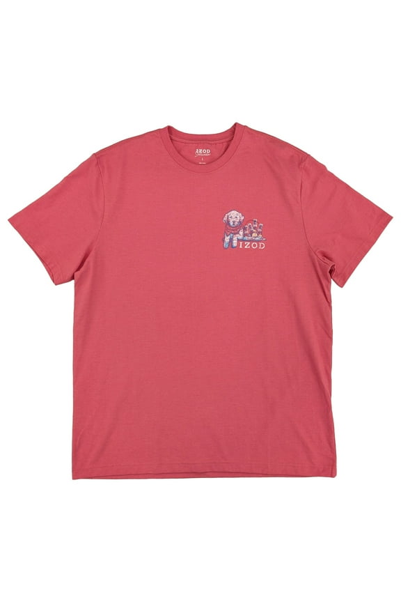 Saltwater Mens Pink Faded Dog Cooler Graphic T-Shirt Large