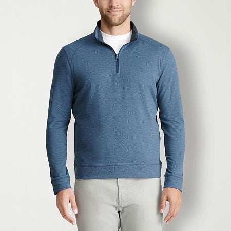 IZOD Saltwater Microfleece Mens Long Sleeve Quarter Zip Pullover Medium Blue