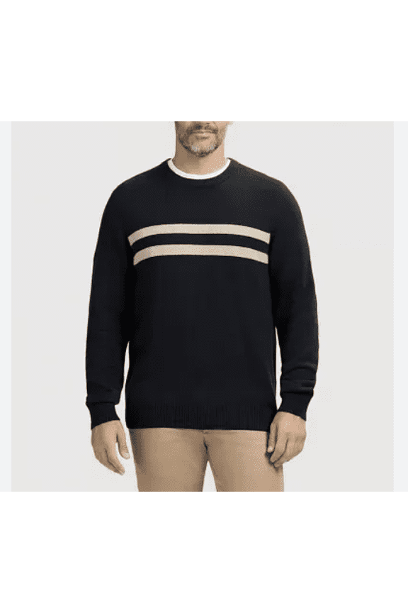 Striped Mens Crew Neck Long Sleeve Pullover Sweater