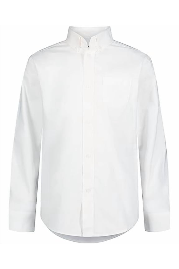 UNIFORM YOUNG MEN'S LONG SLEEVE BUTTON-DOWN OXFORD SHIRT - SIZE: M - WHITE