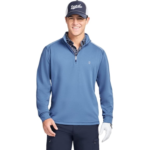 IZOD mens Swingflex Golf Pro Mesh Quarter Zip Long Sleeve Shirt