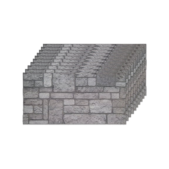 Izodekor 3D Brick Effect Wall Panels - Cladding, Stone Look, Styrofoam Facing for Living Room, 19x39 in, 10 Panels, Backyard K-04
