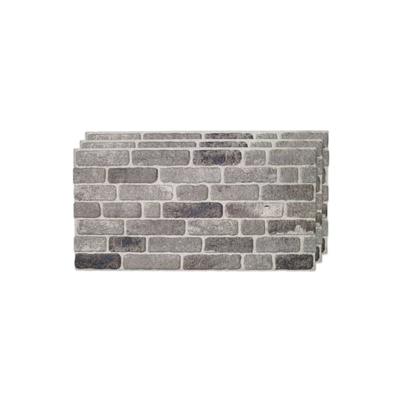Izodekor 3D Brick Effect Wall Panels - Cladding, Stone Look, Styrofoam Facing for Living Room, 19x39 in, 3Pieces, Path Of Gray SL-1926