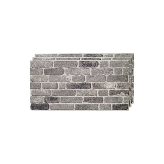 Izodekor 3D Brick Effect Wall Panels - Cladding, Stone Look, Styrofoam Facing for Living Room, 19x39 in, 3Pieces, Path Of Gray SL-1926