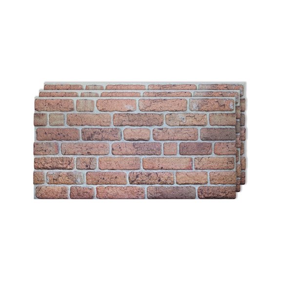 Izodekor 3D Brick Effect Wall Panels - Cladding, Stone Look, Styrofoam Facing for Living Room, 19x39 in, 3Pieces, Telegraph Road SL-1812