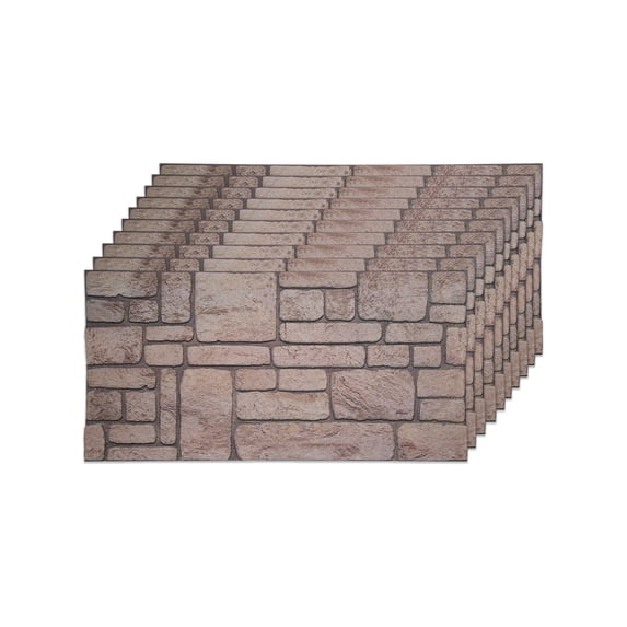 Izodekor 3D Brick Effect Wall Panels - Cladding, Stone Look, Styrofoam Facing for Living Room, 19x39 in, 10 Panels, Ancient Traces K-03