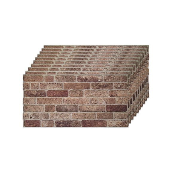 Izodekor 3D Brick Effect Wall Panels - Cladding, Stone Look, Styrofoam Facing for Living Room, 19x39 in, 10 Panels, Farmhouse Style SL-1901