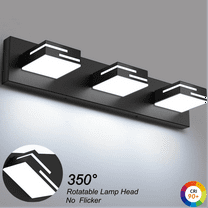 IZORRO LED Modern Bathroom Vanity Light Fixtures, 3-Light 22 inch Matte Black Vanity Lights for Bathroom Fixtures over Mirror, with 350° Rotatable Acrylic Heads (Cool White 6000K)