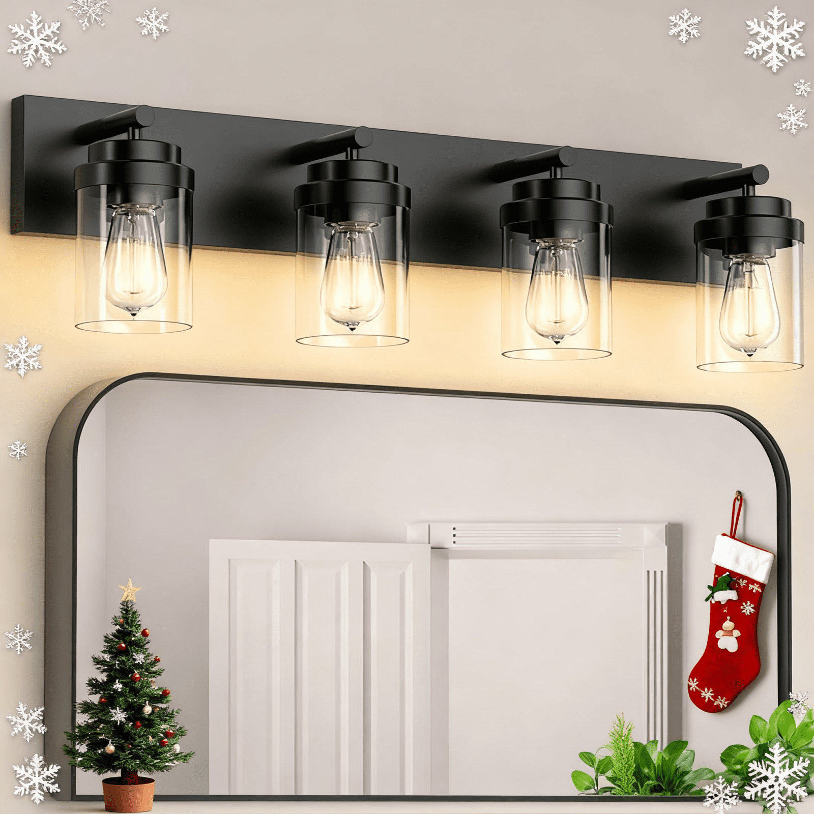 IZORRO Vanity Lights for Mirror, 4-Light 30 inch Matte Black Bathroom ...
