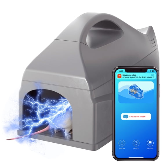 IZUSO Smart WiFi Electric Mouse Trap, Reusable Humane Rodent Zapper with App Push Alerts, No Touch Indoor Home Rat