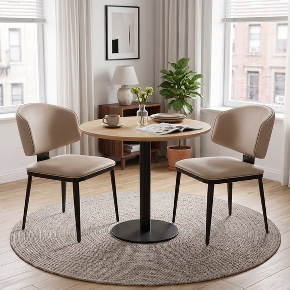 IZXGS Modern Dining Chairs Set of 2, PU Leather Kitchen Chairs with Sturdy Steel Legs, Easy to Clean Assemble for Dining Rooms and Small Spaces,Gray
