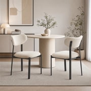 IZXGS Upholstered Dining Chairs Set of 2,Modern Mid Century Kitchen Chairs for Living Room,Beige