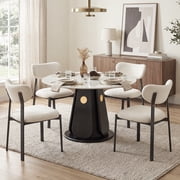 IZXGS Upholstered Dining Chairs Set of 4,Modern Mid Century Kitchen Chairs for Living Room,Beige