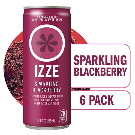 IZZE Sparkling Juice Beverage Blend, Blackberry, No Sugar Added, 8.4 FL OZ, 6 Cans
