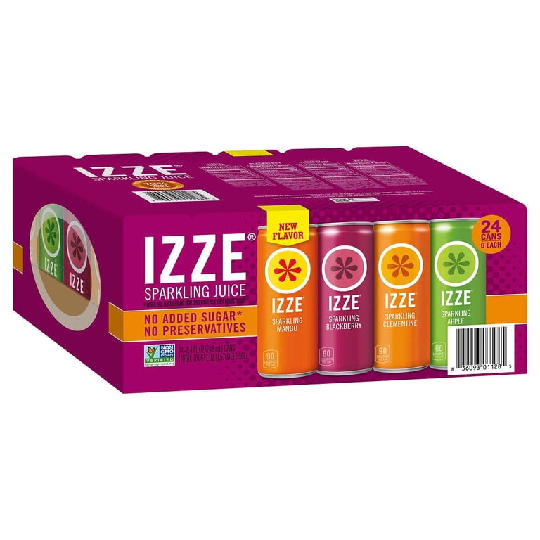 IZZE Sparkling Juice, Variety Pack, 8.4 fl oz Cans, Apple, Mango
