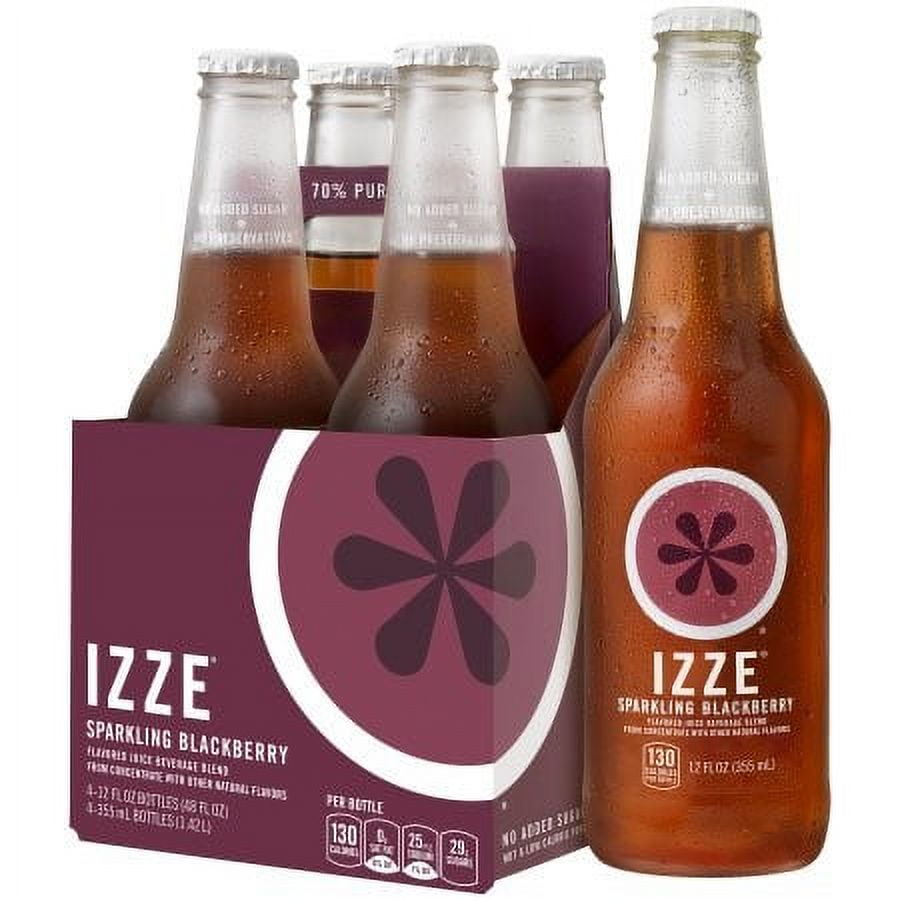 IZZE Sparkling Juice Blackberry, 12 oz Bottles, 4 Count