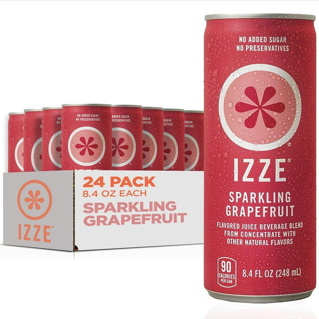 IZZE Grapefruit Sparkling Juice, No Added Sugars, NonGMO, 8.4 Fl Oz