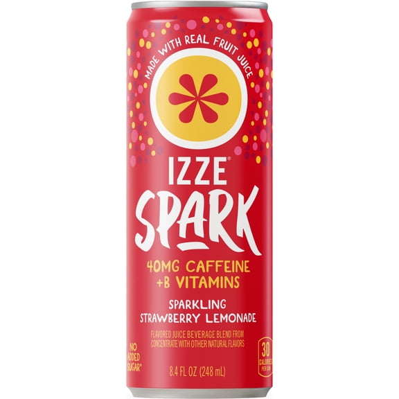 IZZE Spark Strawberry Lemonade with Caffeine, 8.4 fl oz can