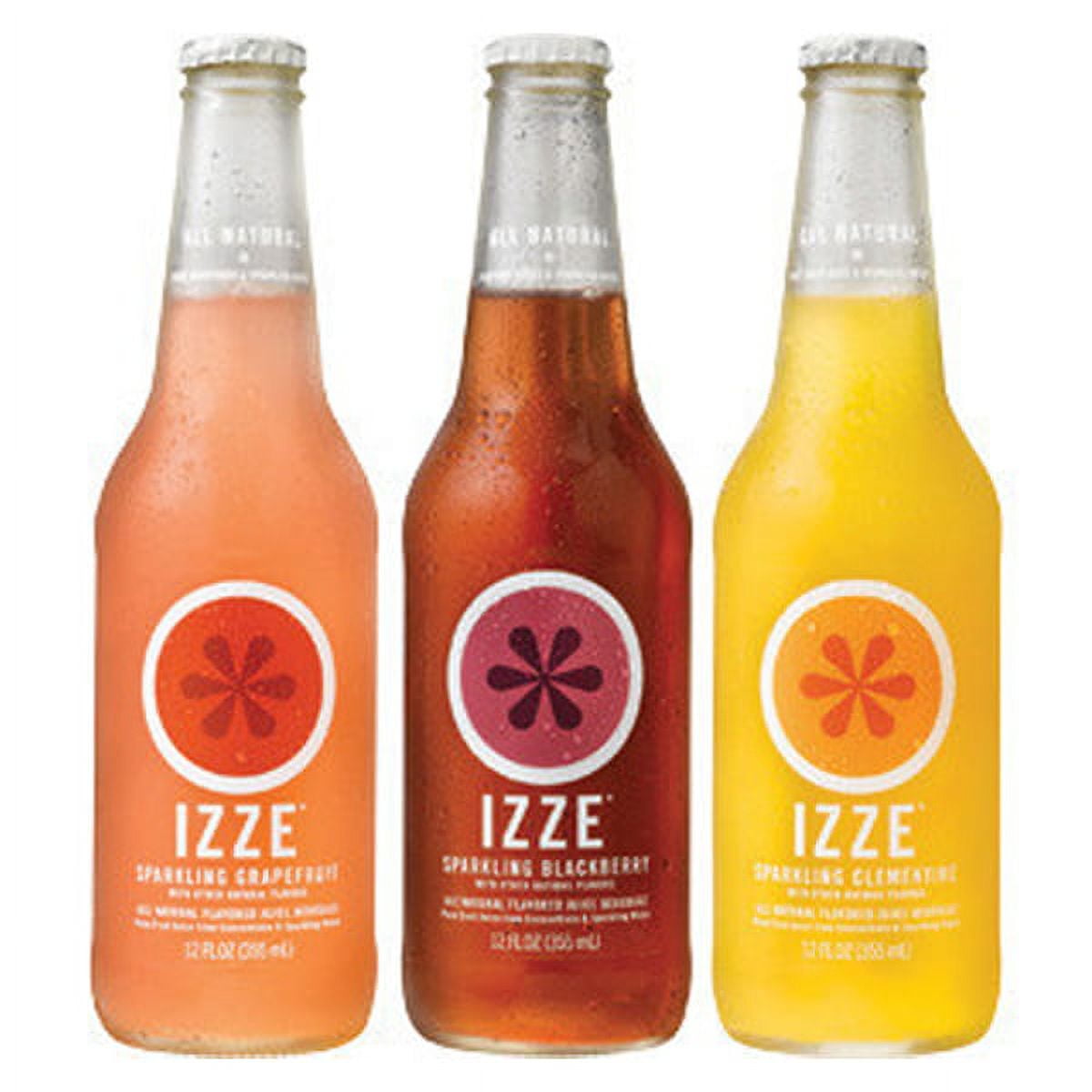 IZZE Sparkling Juice Variety Pack 12 oz Glass Bottles Pack of 12