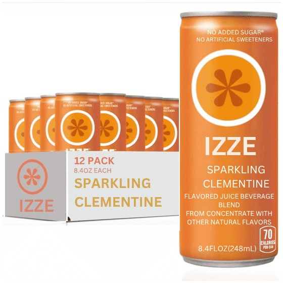 IZZE Sparkling Water Juice Beverage Blend, Clementine, No Sugar Added, 8.4 FL OZ, 12 Cans