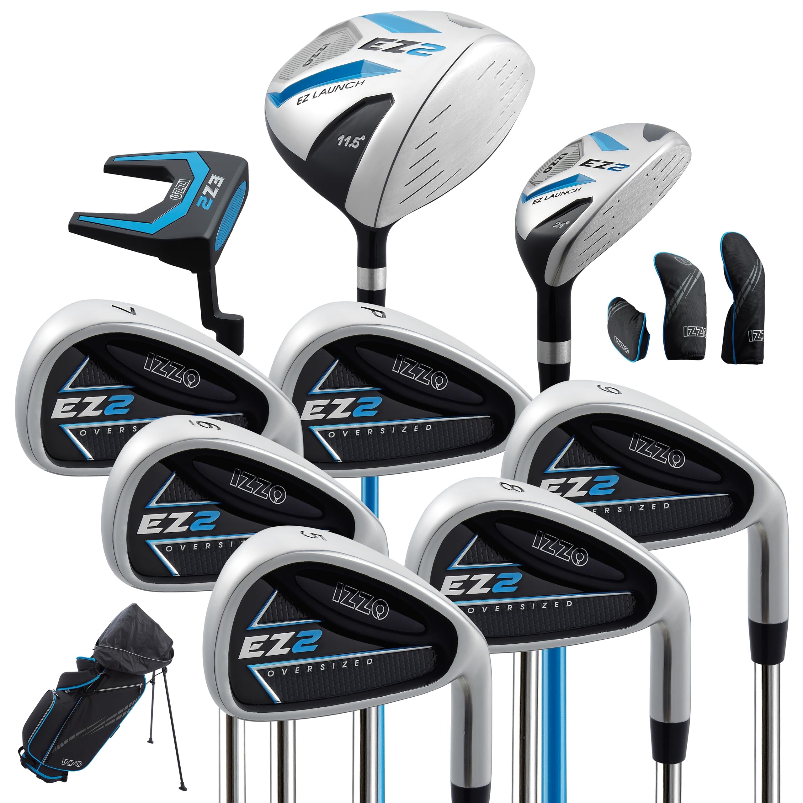 IZZO Golf EZ2 14 Piece Mens Right Hand Golf Club Set With Golf Bag
