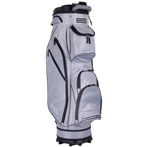 IZZO Golf Vault Golf Cart Bag - Grey – 14-Way Quiet Club Lock Top Divider, Dedicated Putter Well, Anti-Rattle Organizer