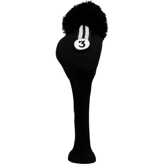 IZZO Vintage Knitted Golf Club Headcover - Fairway - Black