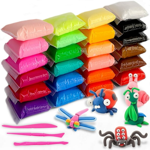 IZZONI Air Dry Clay Kit 24 Colors with Tools, DIY Magic Modeling Clay for Crafts, Soft and Non-Sticky, Birthday Christmas