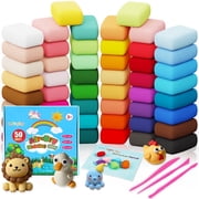 IZZONI Air Dry Clay Kit 50 Colors with Tools, DIY Magic Modeling Clay for Crafts, Soft and Non-Sticky, Birthday Gift