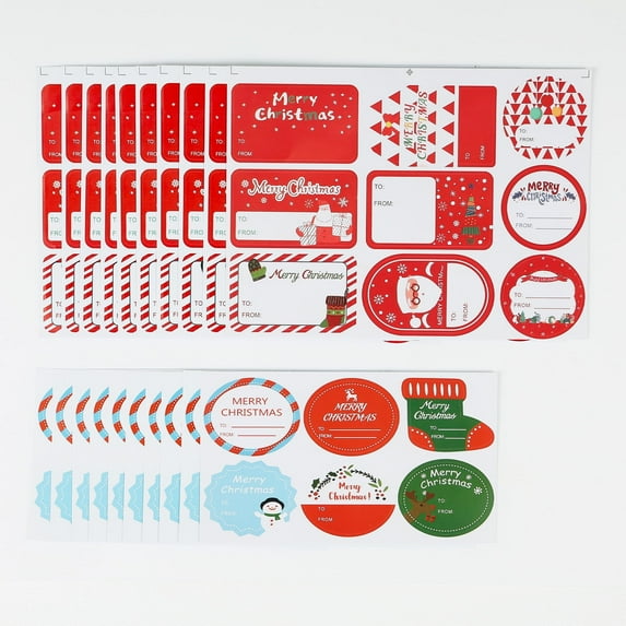 IZZONI Christmas Gift Tags, 150-pack Assorted Gift Tags and Self-Adhesive Name Stickers for Holiday Present Wrapping and Decor