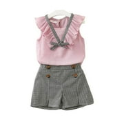 IZhansean 2PCS Kids Baby Girls Outfits Summer Sleeveless T-shirt Tops+Shorts Clothes Set Pink 2-3 Years