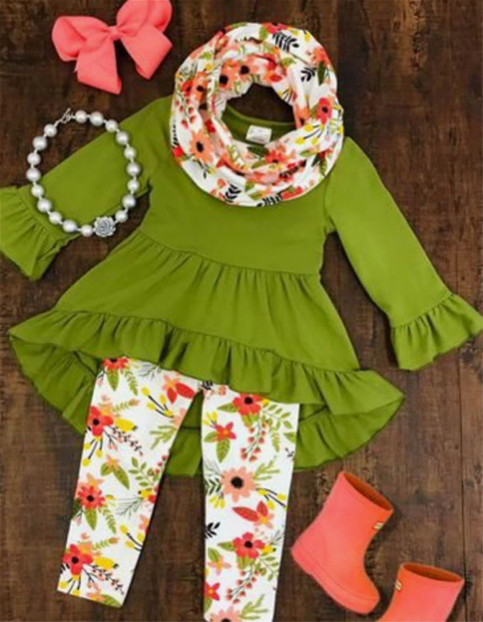 IZhansean Boutique Toddler Kids Baby Girl Ruffle Top Dress Floral Pants