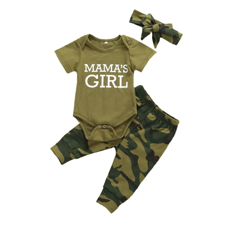 IZhansean Newborn Baby Girls Boys Camouflage Outfits Letter Romper