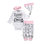 IZhansean Newborn Infant Baby Girls Romper+Arrows Long Pants Hat 3pcs Outfits Set Clothes Pink 12-18 Months