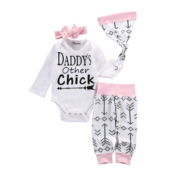 IZhansean Newborn Infant Baby Girls Romper+Arrows Long Pants Hat 3pcs Outfits Set Clothes