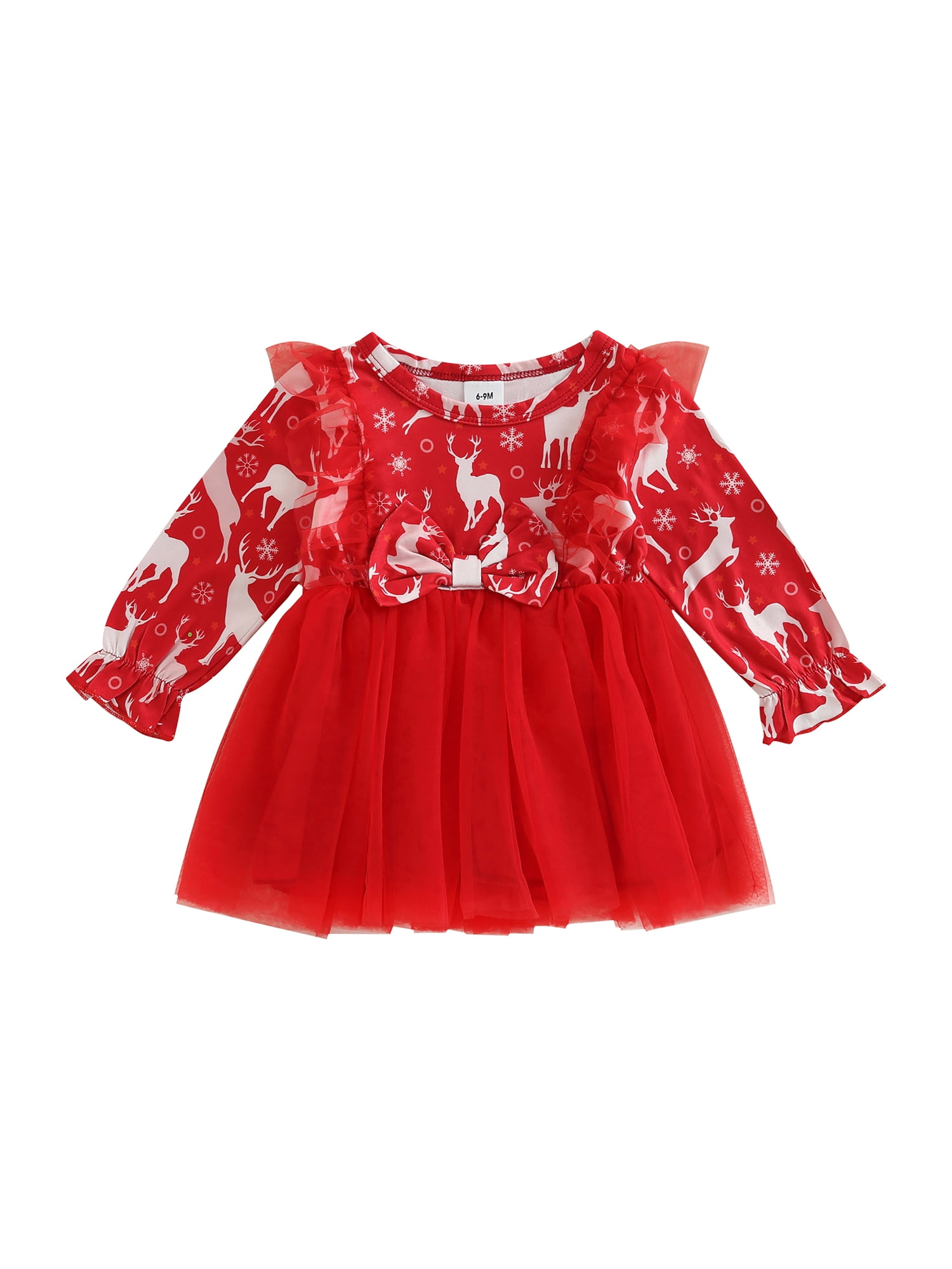 IZhansean Infant Toddler Baby Girls Christmas Dress Long Sleeve Elk