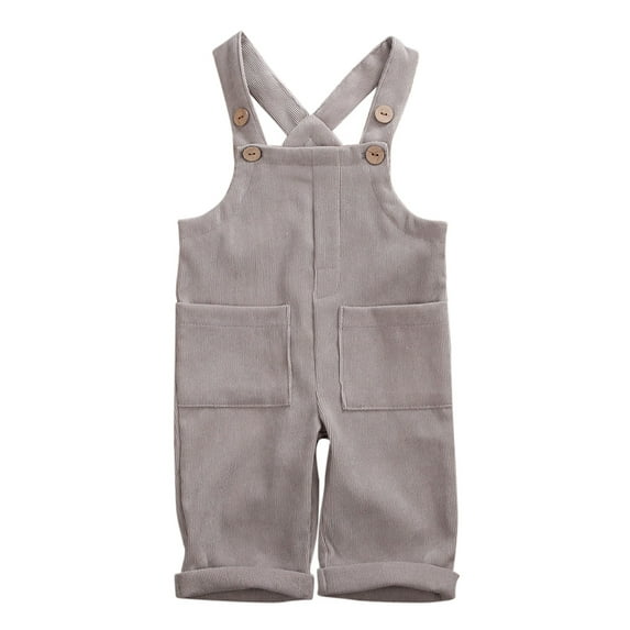 IZhansean Toddler Kid Baby Boys Girls Corduroy Romper Jumpsuit Bib Pants Overalls Clothes Gray 3-4 Years